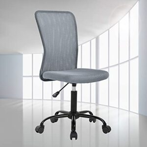 Ergonomic Office Chair Desk Chair Computer Chair Mesh Home Desk Chair with Adjustable Lumbar,Armless Rolling Swivel Office Chair Mid-Back Task Chair for Women Adult,Grey