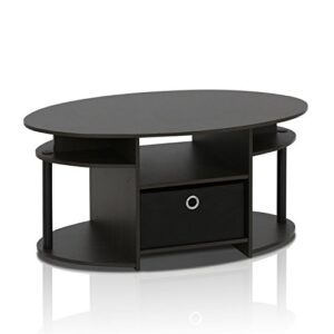 Furinno JAYA Simple Design Oval Coffee Table, Walnut