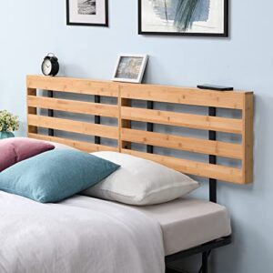 HW COMFORT Bamboo Headboard, Adjustable Height - Attach Metal Platform Bed Frame - Headboard Only, Headboard Shelf, Easy to Clean, King/Cal King, Natural