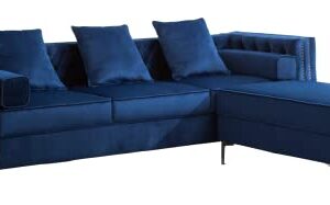Legend Vansen Velvet Living Room Sets with Ottoman Reversible Sofa Sectional, 104", Blue