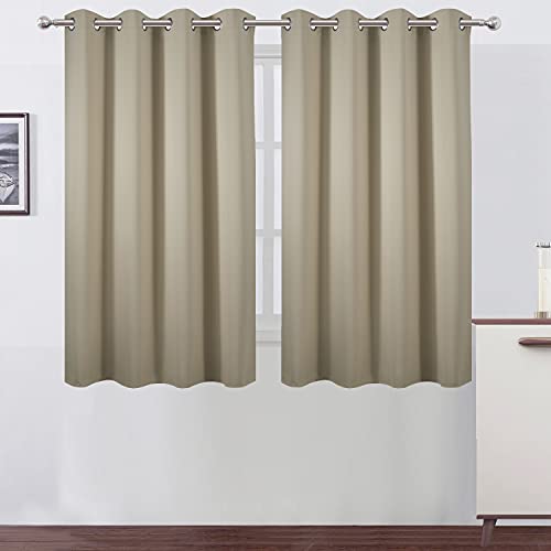 LEMOMO Beige Thermal Blackout Curtains/52 x 54 Inch/Set of 2 Panels Room Darkening Curtains for Bedroom