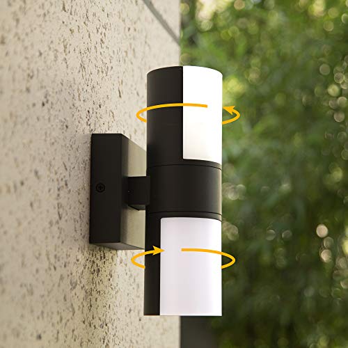 LUTEC CYRA Indoor Outdoor Modern LED Up and Down Tubular Wall Sconce Decor 16W Warm White 3000K 1000LM Exterior Light Fixtures Wall Mount Porch lamp