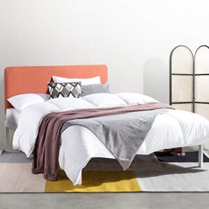 Mellow KERT - Metal Platform Bed with Fabric Headboard, Easy Assembly, Rounded Legs and Corners, Queen, Sunset Coral (ML-FM-KE-SCQ)