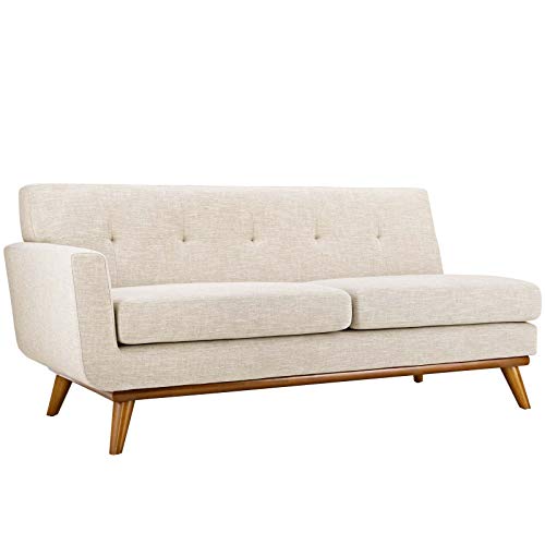 Modway Engage Mid-Century Modern Upholstered Fabric Left-Arm Loveseat in Beige