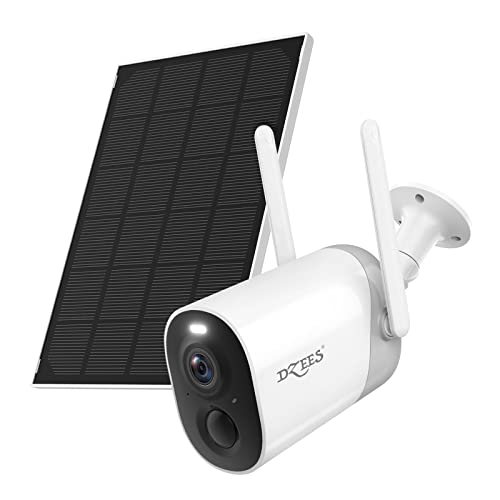 Security Cameras Wireless Outdoor, Dzees 2K Solar Powered Outdoor Security Cameras with Siren & Spotlight, 2.4G WiFi Wireless Surveillance Cameras for Home Security, Color Night Vision/2-Way Talk/IP66