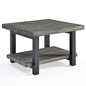 Sonoma 27" Metal and Reclaimed Wood Square Coffee Table, Slate Gray