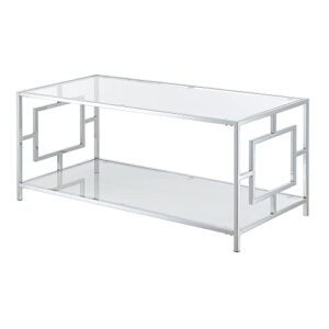 Town Square Chrome Coffee Table with Shelf, Glass/Chrome