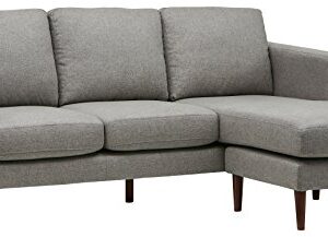 Amazon Brand – Rivet Revolve Modern Upholstered Sofa with Reversible Sectional Chaise, 80"W, Grey Weave