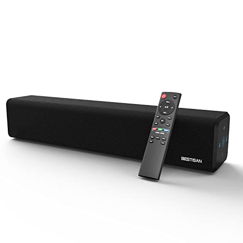 BESTISAN Sound Bar with Bluetooth 5.0 and Wired Connections Home Audio Sound Bars for TV (50 Watt, 3 Audio Mode, Touch Control, Sub-Out Port, Bass Adjustable, Mountable, 2023 Version)