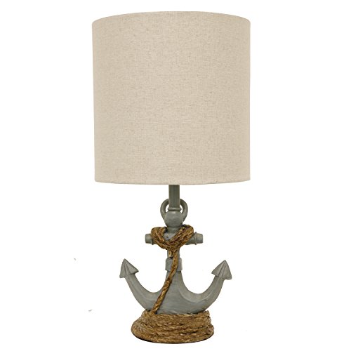 Decor Therapy Saylor Anchor Accent Lamp,Resin, Antique Iced Blue