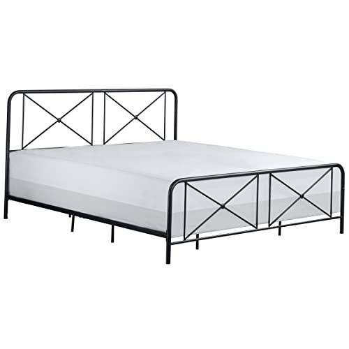 Hillsdale Furniture King Metal Bed with Double X Design Platform, Black
