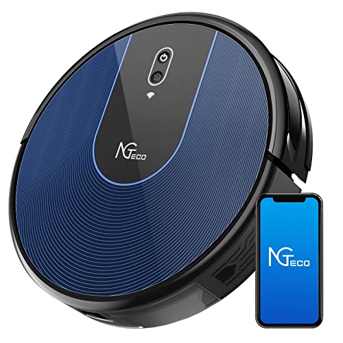 NGTeco Robot Vacuum Cleaner 2500Pa Suction Self-Charging Robotic Vacuums Works in Wi-Fi Connection, Voice Control, Good for Pet Hair, Carpet and Hard Floors