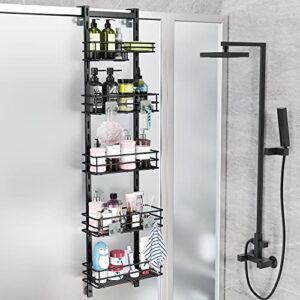 Orimade Over the Door Shower Caddy Adjustable Hanging Organizer Shelf Rustproof with Hook,Shampoo Holder Bathroom Shelf with Soap Holder Basket with Suction Cup Extra Large, 5 Tier (US Patent)