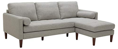 Amazon Brand – Rivet Aiden Mid-Century Modern Reversible Sectional Sofa (86") - Light Gray