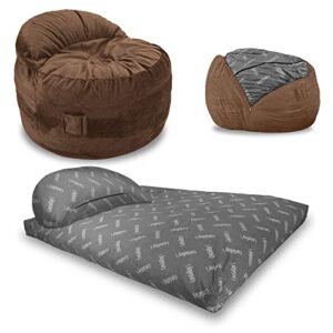 CordaRoy's Chenille Nest Bean Bag Chair, Convertible Chair Folds from Chair to Bed, As Seen on Shark Tank, Espresso, Full