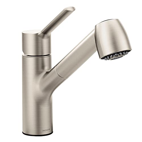 Moen Method Spot Resist Stainless Steel One-Handle Pullout Kitchen Faucet with High Spray Pressure, Kitchen Sink Faucets with Pull Out Sprayer for Utility, RV, or Commercial Use, 7585SRS