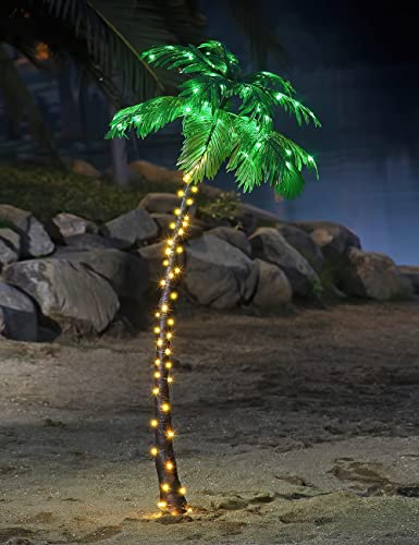 Lightshare 5FT Artificial Lighted Palm Tree, 56LED Lights, Decoration for Home,Party, Christmas, Nativity, Outside Patio