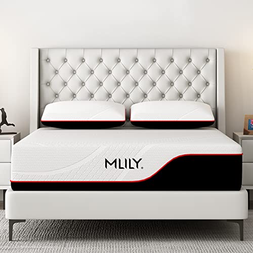 MLILY King Mattress, Manchester United 12 Inch Memory Foam Bamboo Charcoal Mattress, Cool Sleep & Pressure Relief, Made in USA, White