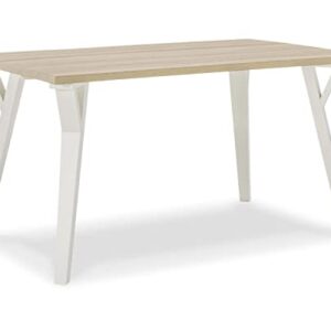 Signature Design by Ashley Grannen Modern Rectangular Dining Room Table, White & Natural Wood
