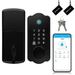 LETTON Smart Door Lock, Biometric Keyless Entry, Fingerprint Lock with Code, Digital Deadbolt for Home Front Door, Black
