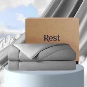 REST® Evercool® Cooling Comforter, Good Housekeeping Award Winner for Hot Sleepers, All-Season Lightweight Blanket to Quickly Cool Down, Cool Gray - King/Cali King 106"x90"